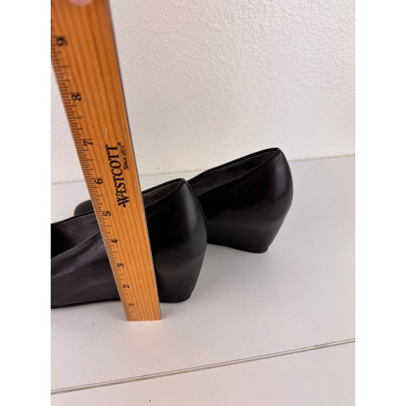 Stuart‎ Weitzman Leather Black Wedges Heels Shoes Womens Size 8Minimalist Work - Picture 4 of 11